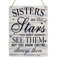 thumbnail image 1 of Sister Are Like Stars Wood Sign Sister Gifts Farmhouse Wall Hanging Decor for Home Office Bedroom Dorm Kitchen Dining Living Room Garage Bathroom Friendship Christmas Gifts 5x10 Inch, 1 of 4