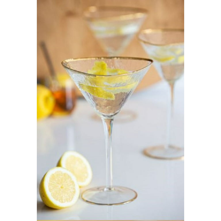 Hammered Martini Glasses - Clear with Gold Rim, Set of 4 — Julie & Ev