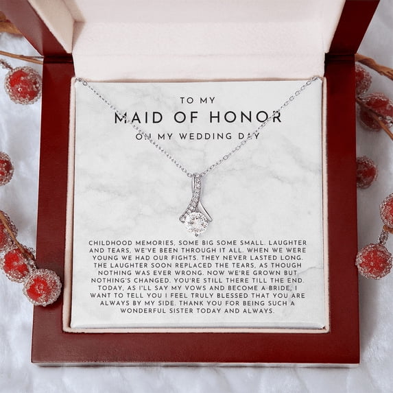 Sister Maid Of Honor Gift Inspirational Jewelry Gift with Message Card Christmas Gift Box Luxury Box