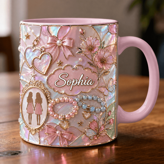 Sister Mug Custom Name Accent Mug, Personalized Sibling Gift for Sister