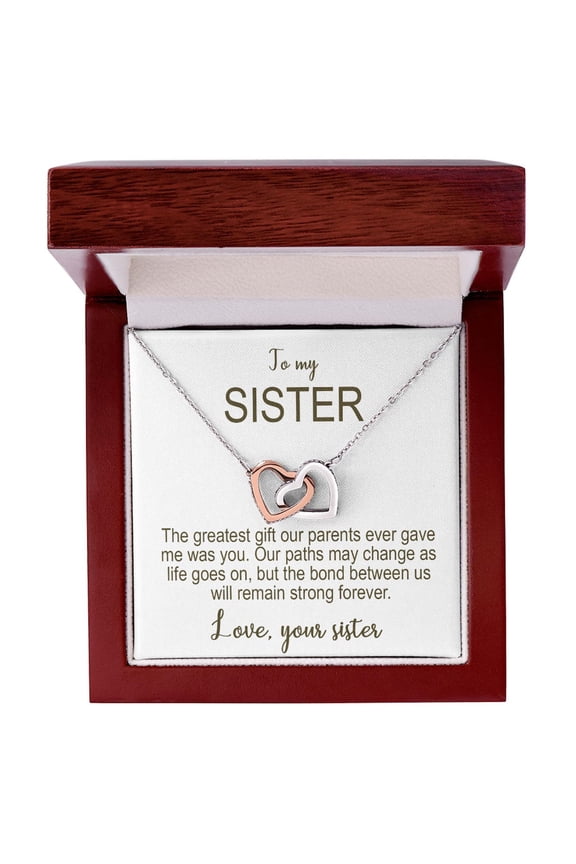 Sister Necklace Interlocking Hearts Gold-Plated Stainless Steel Message Card Meaningful Birthday, Multi Interlocking Heart Necklace