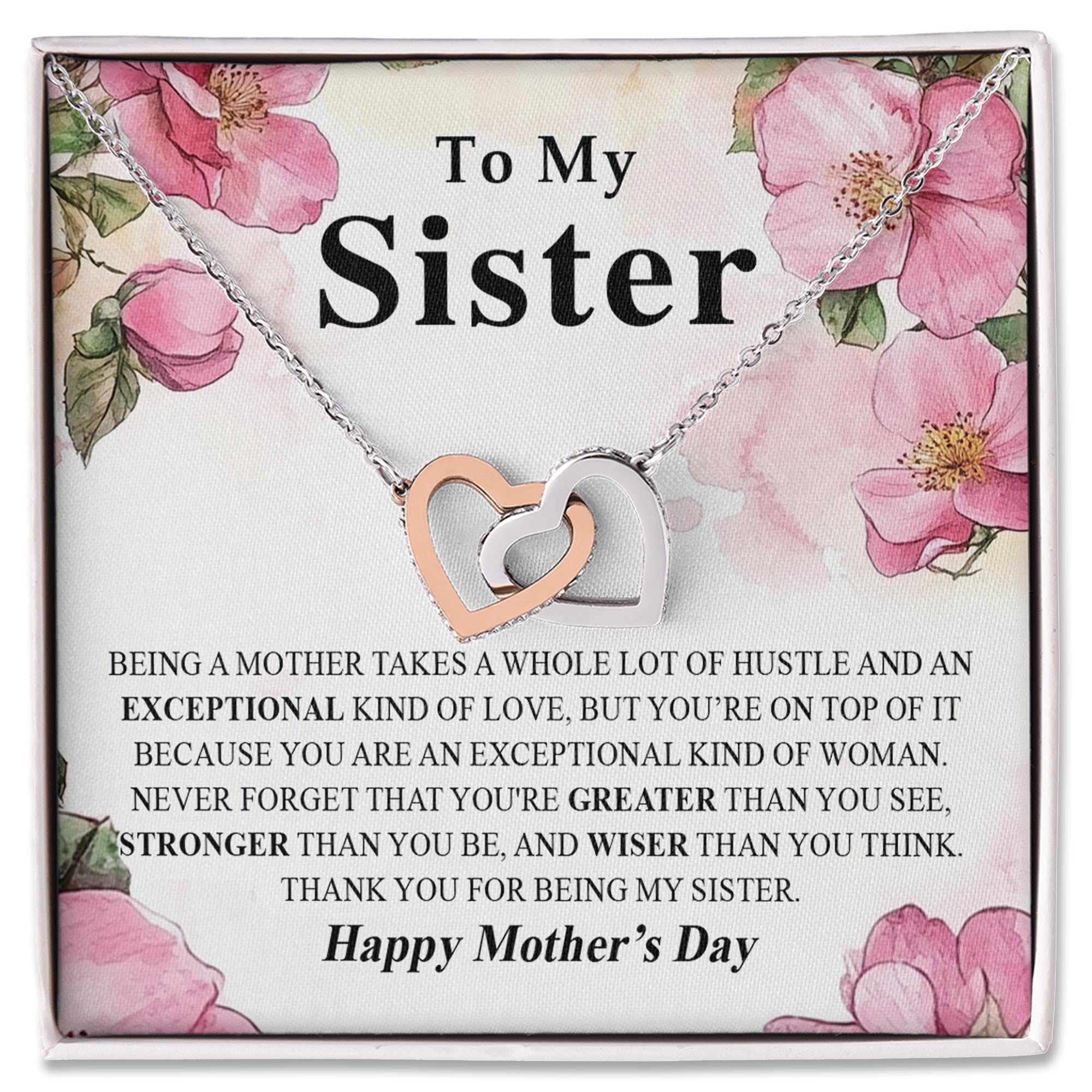 Sister Necklace For Mother's Day, Interlocking Hearts Jewelry Gift From Sibling, Thoughtful Present For Mom Sister, Unique Mother's Day Gift Idea For Sister From Brother Or Sister
