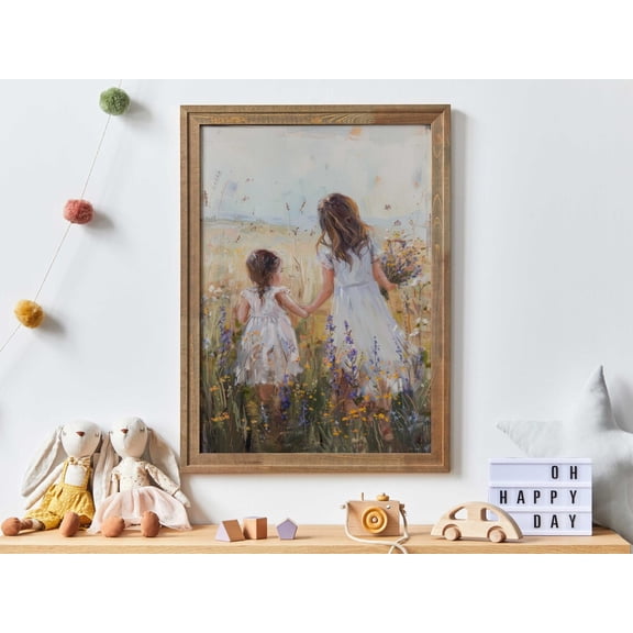 Sister Nursery Wall Art Shared Room Wildflower Print, Unframed Paper Poster 8x10in