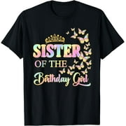 Sister One First Birthday Matching Family Butterfly Floral T-Shirt