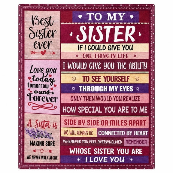 Sister Quote Fleece Blanket, 280 GSM Polyester Throw, Gift for Sister