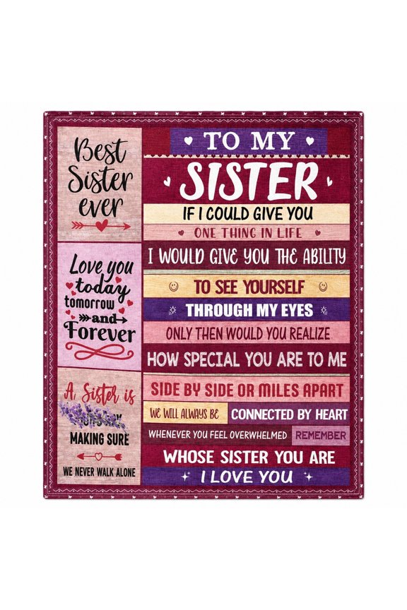 Sister Quote Fleece Blanket, 280 GSM Polyester Throw, Gift for Sister