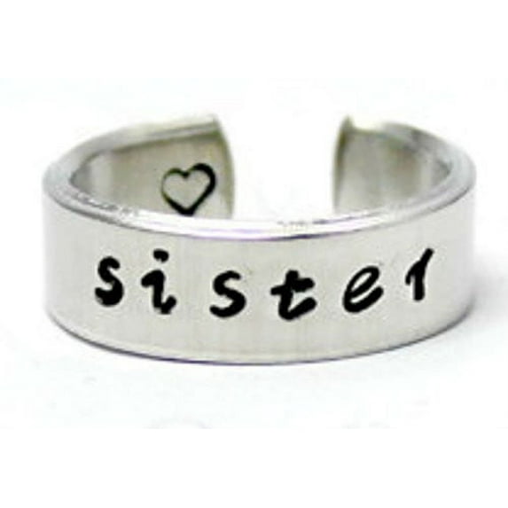 Sister Ring with Heart, Sisters Best Friends Aluminum Cuff Rings, Love Sister...