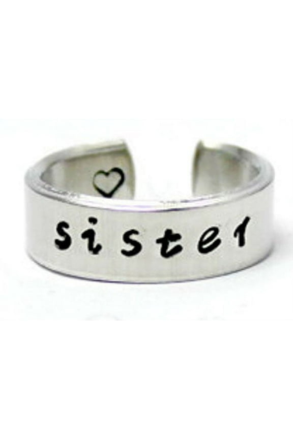 Sister Ring with Heart, Sisters Best Friends Aluminum Cuff Rings, Love Sister...