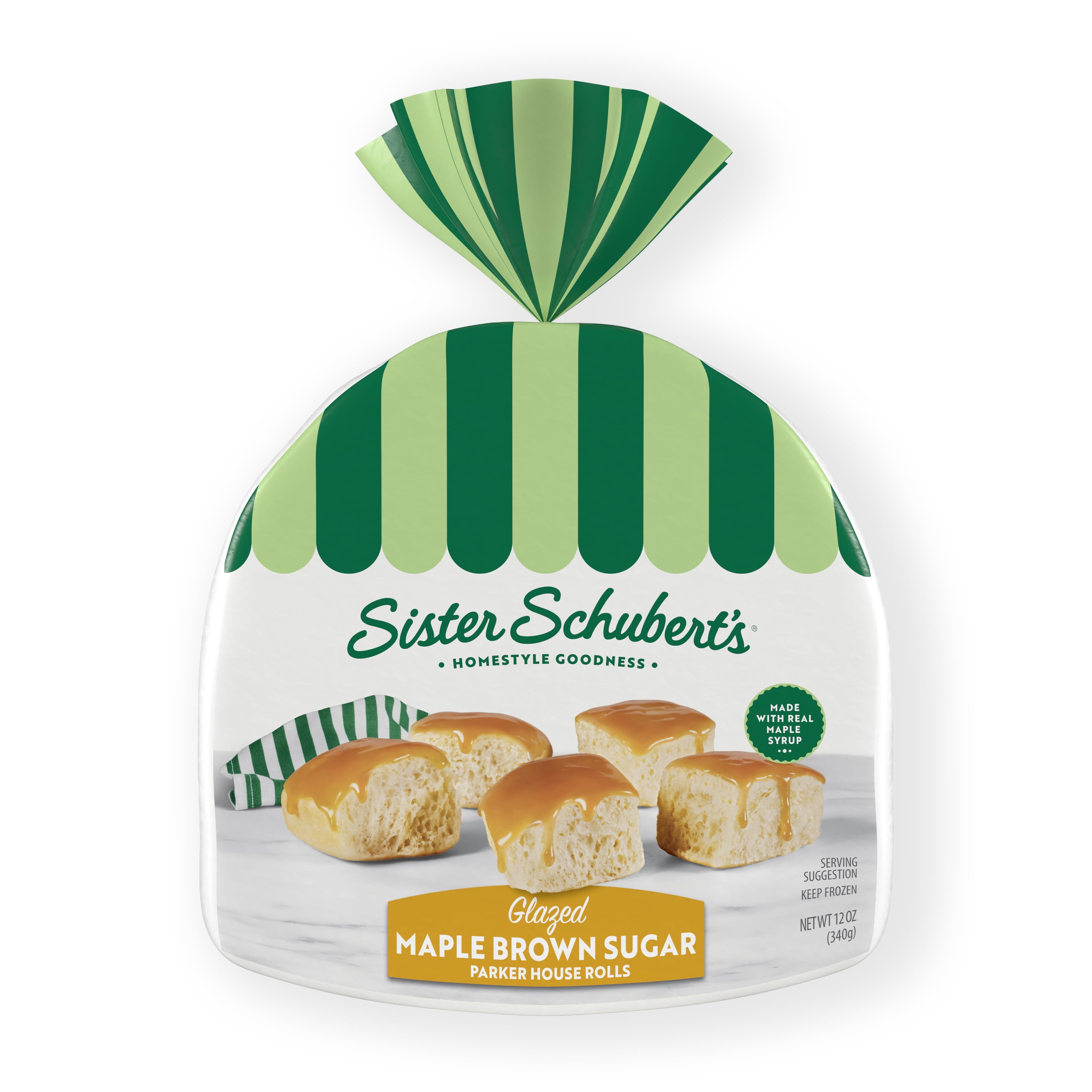 Sister Schubert's Glazed Parker House Rolls – Maple and Brown Sugar, 12oz. Bag