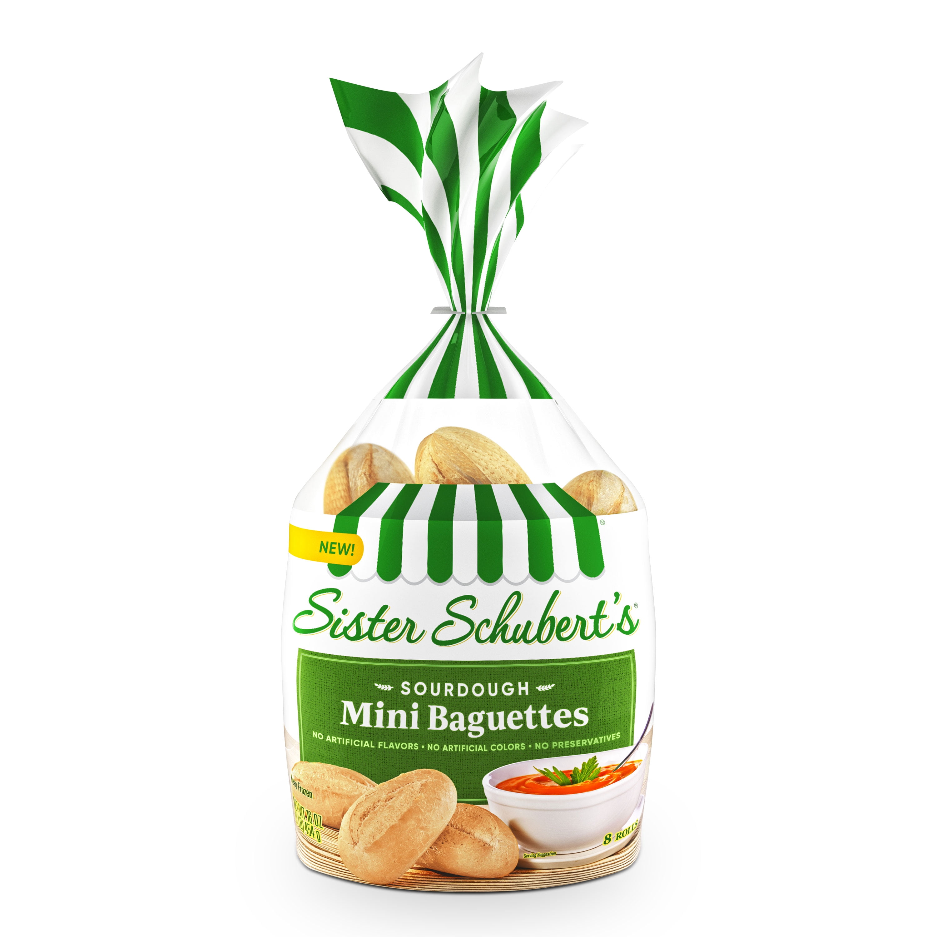 Sister Schubert's Mini Sourdough Baguettes, 8 rolls, 16 Ounce bag (Frozen)