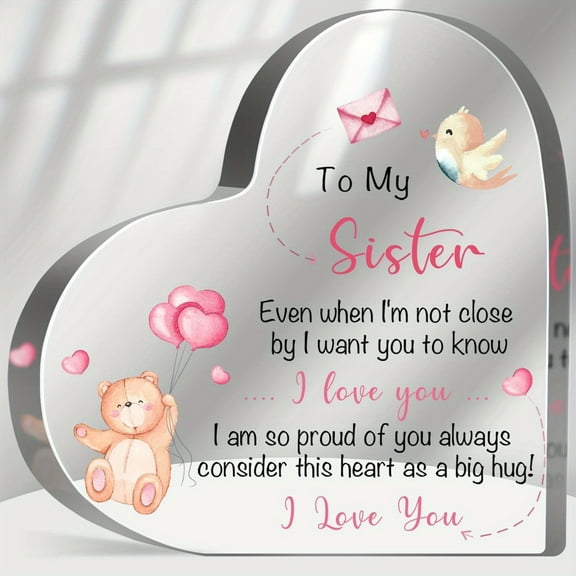 To My Sister Sign Friendship Keepsake Acrylic Bear Best Friend Ever Sign For Women Sister Besties Bff Birthday Christmas Gift Desk Home Decor Sign Plaque Paperweight