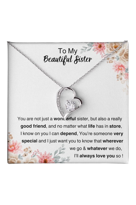 Sister From Sister Necklace,Forever Love Heart Necklace For Sisters, Big Sister Little Sister, Birthday Jewelry Friendship Card And Box 6 #2006, White Forever Love Necklace