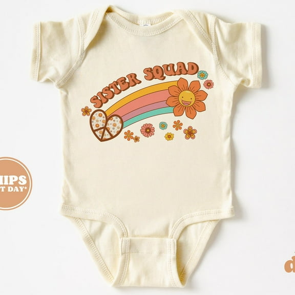 Sister Squad Baby Bodysuit, Retro Cute Sibling Bodysuit, Girls Baby Bodysuit Cute Baby Onesie, BABY BODYSUIT LAT 4424
