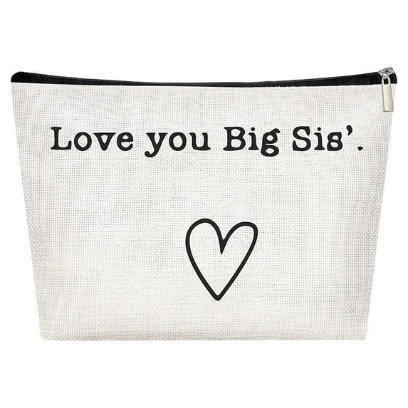 Sister Themed Makeup and Toiletry Travel Bag with Inspirational Quote for Gifts