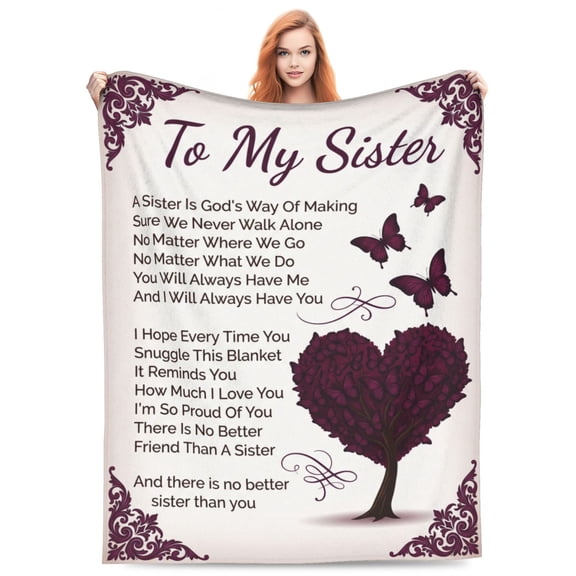 Sister Throw Blanket, Best Sister Gift, Birthday Christmas Valentine Present for Sister, Soft Flannel Blanket for Women 50x40