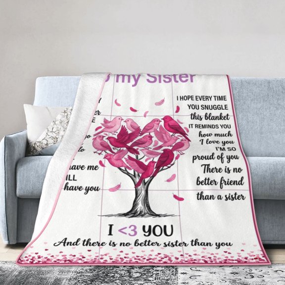 Sister Throw Blanket Big Sisters Birthday Gift from Sis Flannel Throw Blanket Warm for Living Room Accent 50x40