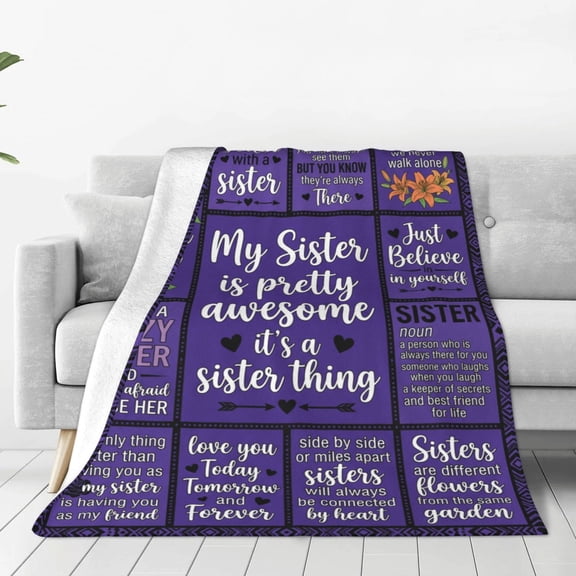 Sister Throw Blanket, Dear Sis Gift for Sister, Birthday Christmas Mother’s Day Present, Cozy Blanket for Women 50x40