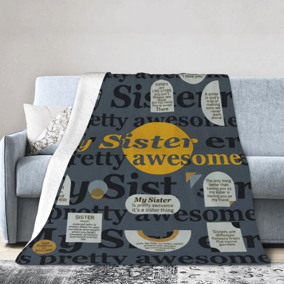 Sister Throw Blanket, Dear Sis Heartwarming Design, Birthday Sister Gift Theme, Soft Cozy Flannel Throw Blanket 50x40