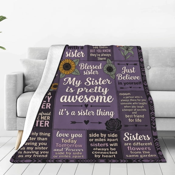 Sister Throw Blanket, Dear Sis Heartwarming Gift Design, Birthday Sister Theme, Soft Cozy Flannel Throw Blanket 50x40