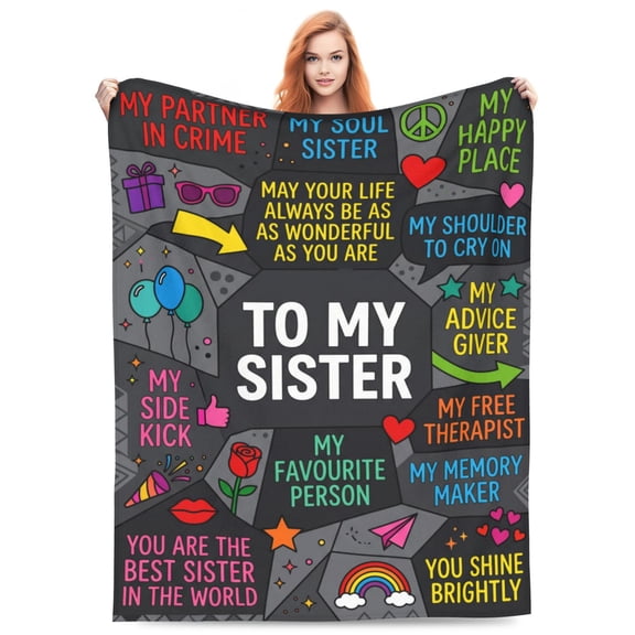 Sister Throw Blanket Flannel Soft Warm Cozy All Season Home Decor for Couch and Bed 50x40