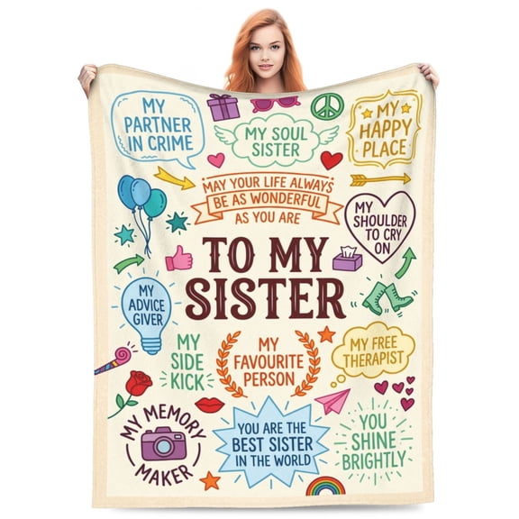 Sister Throw Blanket, Heartwarming Sister Gift Design, Love Theme Present, Soft Cozy Flannel Throw Blanket 50x40