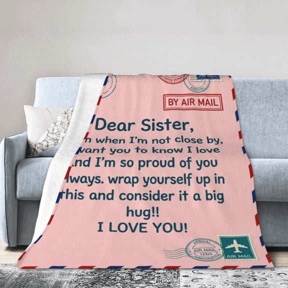 Sister Throw Blanket, Heartwarming Sister Gift Design, Soft Cozy Flannel Throw Blanket for Home Decor 50x40