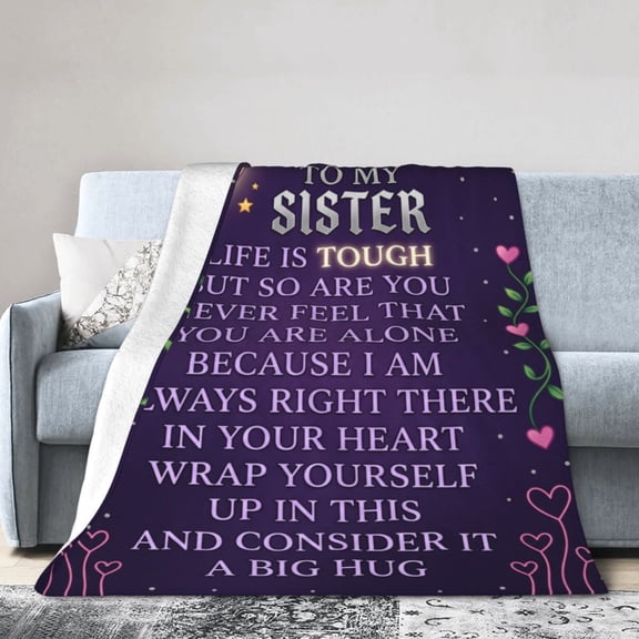 Sister Throw Blanket Inspirational Sister Gifts Flannel Throw Blanket Warm for Living Room 50x40