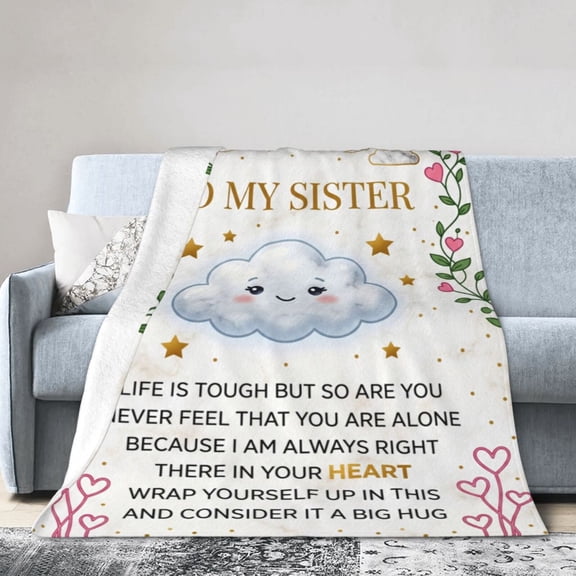 Sister Throw Blanket Inspirational Sister Gifts Flannel Throw Blanket Warm for Living Room 50x40
