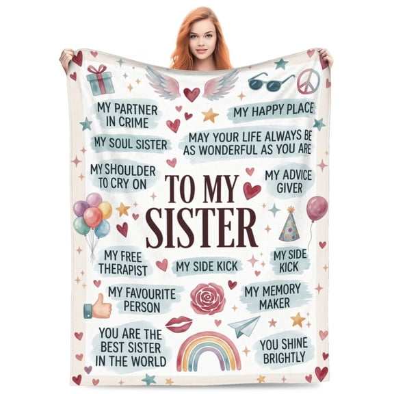 Sister Throw Blanket, Sister Gift Throw Blanket, Birthday Gift for Sister, Soft Flannel Cozy Blanket for Women 50x40