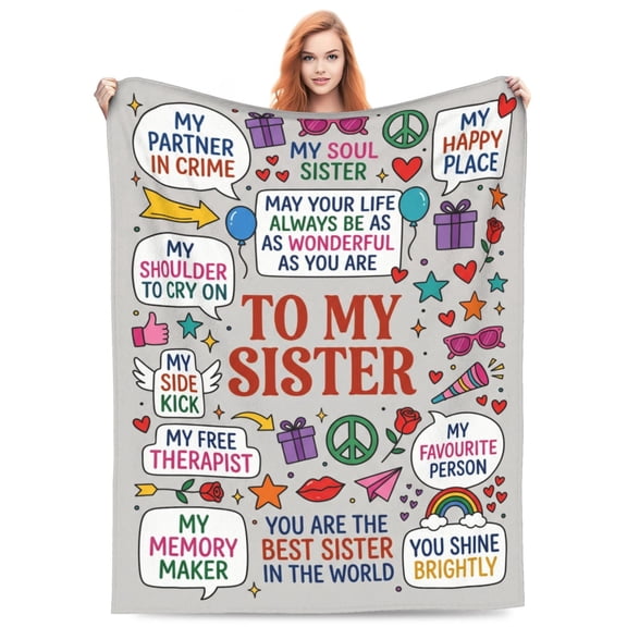 Sister Throw Blanket, Sister Gift Throw Blanket, Birthday Gift for Sister, Soft Flannel Cozy Blanket for Women 50x40