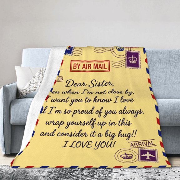 Sister Throw Blanket, Special Gift for Sister, Christmas Valentine Present, Cozy Blanket for Bed Couch 50x40