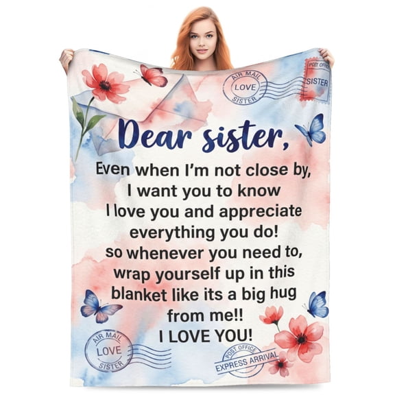 Sister Throw Blanket, Special Letter Gift for Sister,Birthday Christmas Valentine Present, Cozy Blanket for Bed Couch 50x40