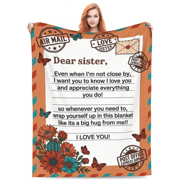Sister Throw Blanket, Special Letter Gift for Sister,Birthday Christmas Valentine Present, Cozy Blanket for Bed Couch 50x40