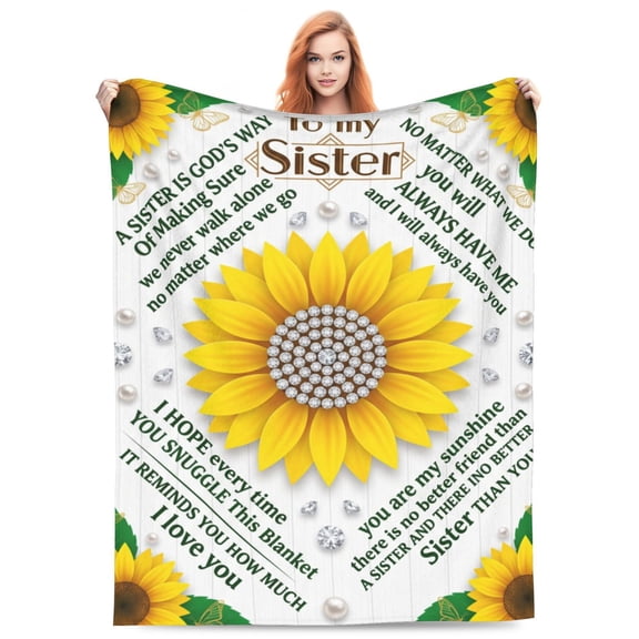 Sister Throw Blanket, Sunflower Throw Blanket for Women, Sister Gift Blanket, Soft Flannel Cozy Blanket for Birthday 50x40