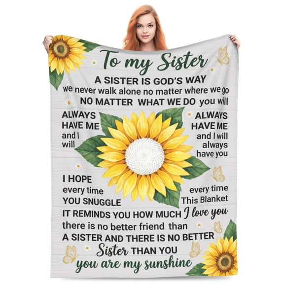Sister Throw Blanket, Sunflower Throw Blanket for Women, Sister Gift Blanket, Soft Flannel Cozy Blanket for Birthday 50x40