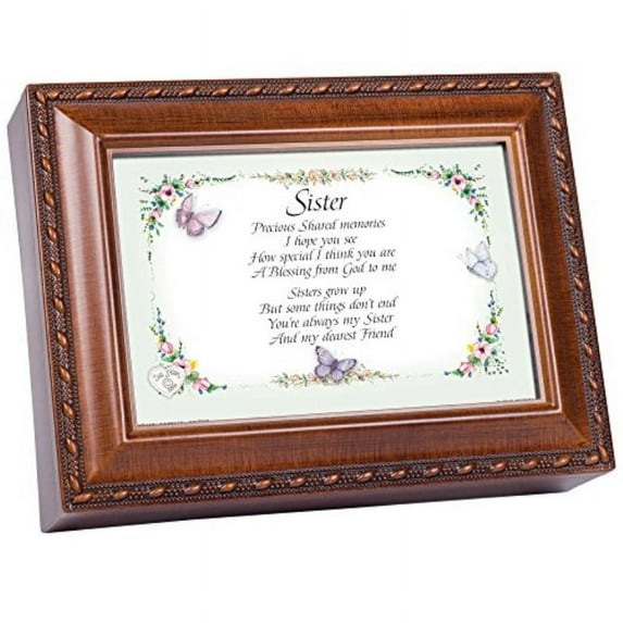 Sister Together Always True Woodgrain Music Box Plays Friends Are For