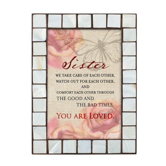 Sister You Are Loved Amber Pearlescent 5 x 7 Table Top and Wall Photo Frame