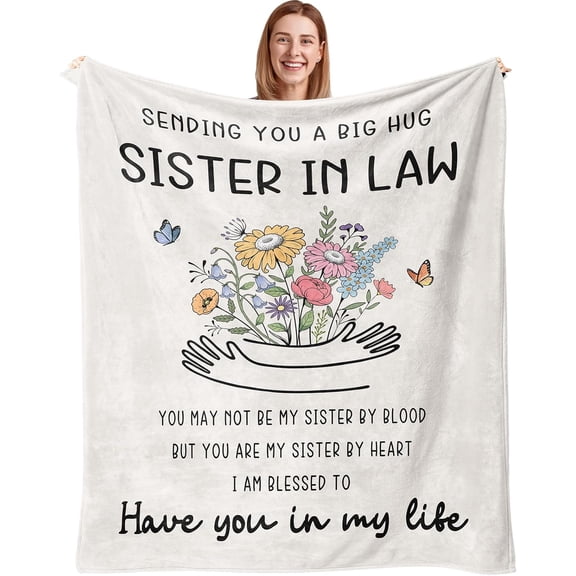 Sister in Law Birthday Gifts Blanket 50"X60", Sister-in-Law Gifts Ideas, Birthday Present for Brothers Wife/Girlfriend, Sisters in Law Wedding Gift
