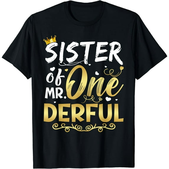 Sister of Mr One Derful Party 1st Birthday Family Matching T-Shirt
