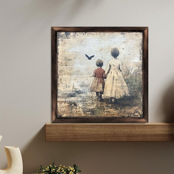 Sisters Bird Rustic Decor Wooden Sign Wall Plaque - Vintage Art Decoration, Wall Decoration - Ideal Gift For Home Decoration, Living Room, Bathroom, Bedroom, Garden, Dining, Bar, Cafe, Festival Par