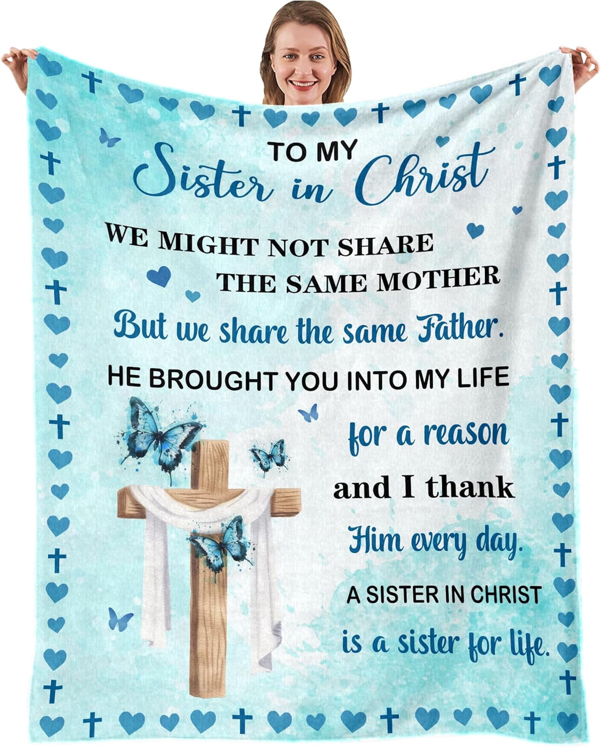 Sisters in Christ Gifts for Women Christian Gifts for Sisters Secret Sister Gift for Women Faith Based Blankets Christian Sister Friends Throw Blanket 50"x60"