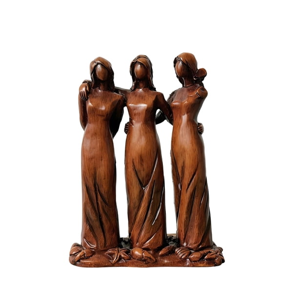 Sisters Friendship Figurine, Imitation Wood-carved Style Resin Sisters Sculpture, Celebrates Friendships Memorial Gift for Women, Unique Birthday Present for Graduation Home Decor (Three Sisters)
