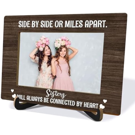 Sisters Gifts Picture Frame 4x6, Sisters Will Always Be Connected by Heart Photo Frame, Sister Gifts for Birthday Christmas$$Home Decor, Kitchen, & Other
