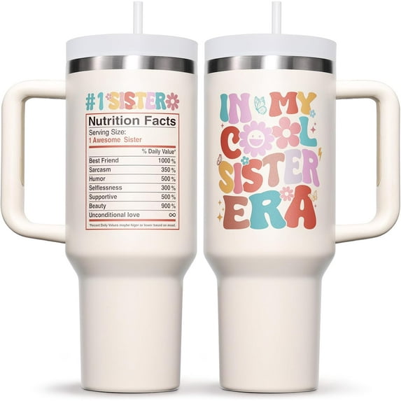 Sisters Gifts from Sister, Birthday Mothers Day Gifts for Little Big Sisters Gift for Sister in Law Women, 40 OZ Tumbler Best Unique Gift from Brother, Best Friends, Bestie, Insulated Cup with Handle