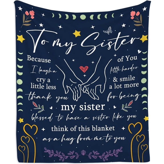 Sisters Gifts from Sister Blanket 60"x50", Sister Birthday Gifts, Gift for Sis-TER, to My Sisters Present, Christmas Birthday Party Ideas Decoration Throw Blankets for Girls Women Big Sis