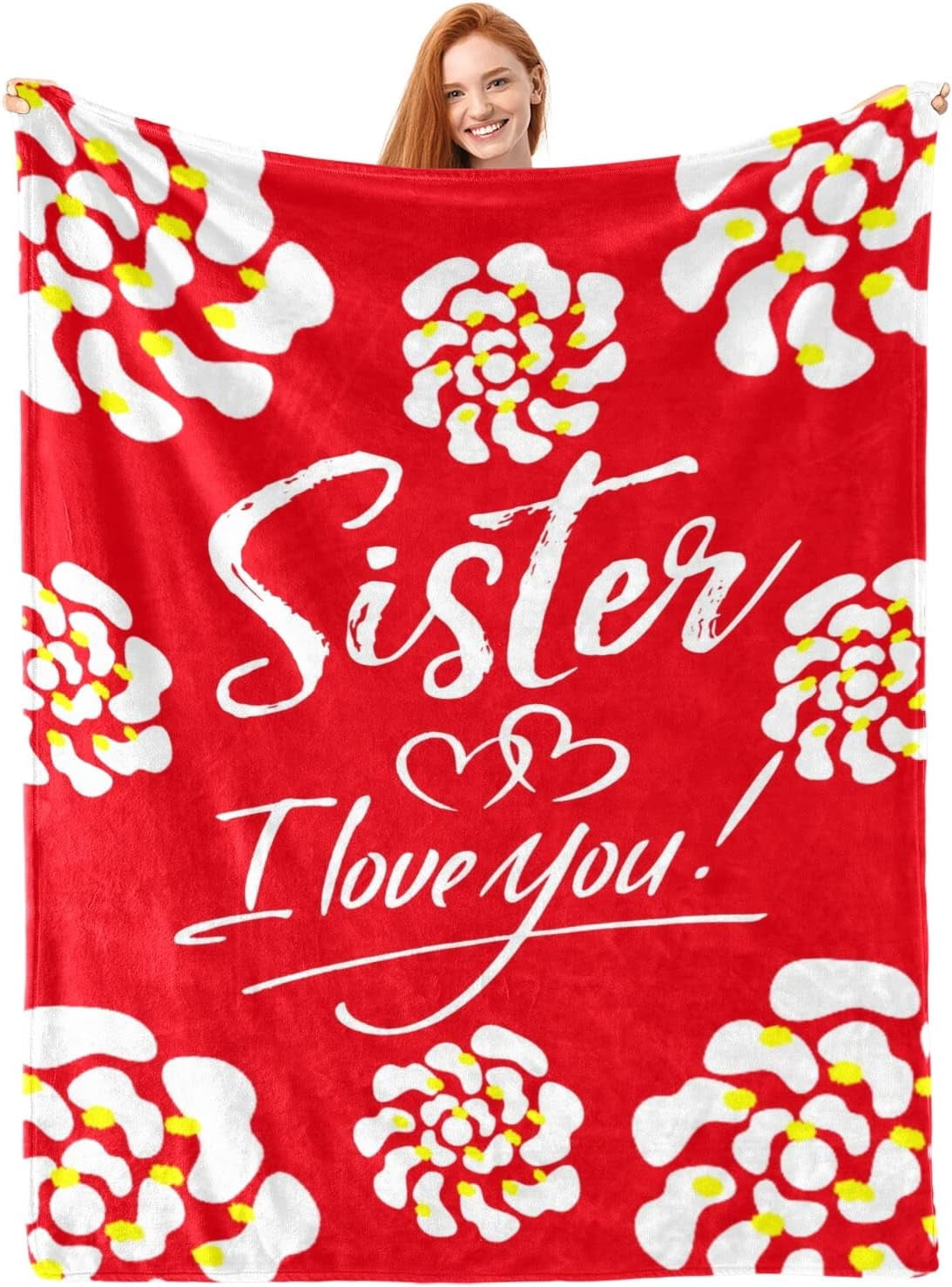 Schwester Geschenkdecke 127x152 Cm – Flanell Mit Bedrucktem Spruch, Perfekt Zum Kuscheln