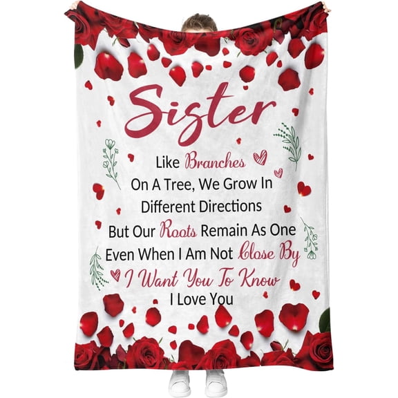 Sisters Gifts from Sister Rose Flower Floral Blanket Birthday Christmas for Women Kids Girls Wife Mom Easter Mothers Day Lady Female Friends Friendship Throw Blankets 50"x60"