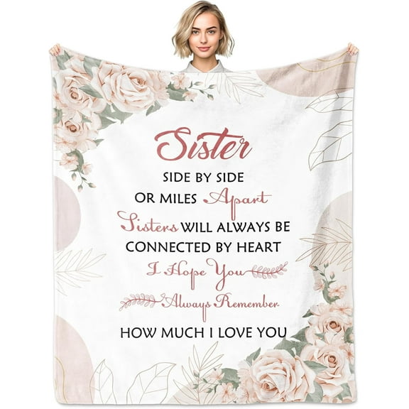 Sisters Gifts from Sister, Sister Gifts Blanket 60"x50", Sister''s Birthday Gift, Big Sisters Gift Ideas for Mothers Day Christmas, Best Friend Birthday Present for Women Girls, Bestie Blanket
