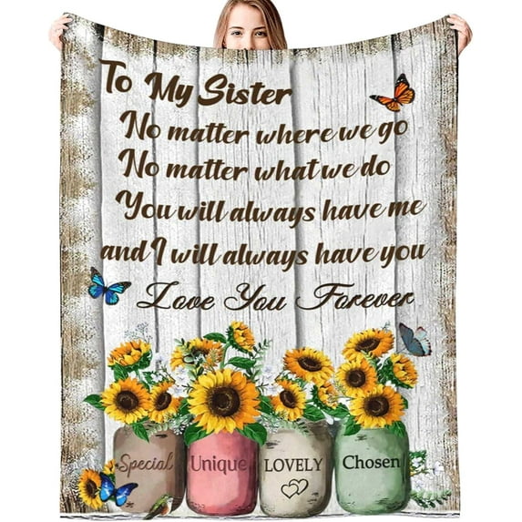Sisters Gifts from Sister Blanket Sister Birthday Gifts Throw Blanket for Sofa Bed Living Room Suitable for All Season 80"X60"