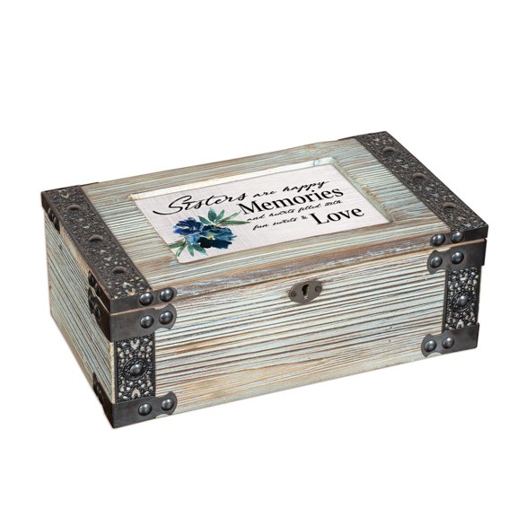 Sisters Happy Memories Rustic Elegance Celadon Green Musical Box Plays Wonderful World
